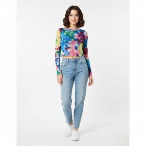 Fashion Nova "Tie It And Dye It" Mesh Cropped Top & NEW & Size Small